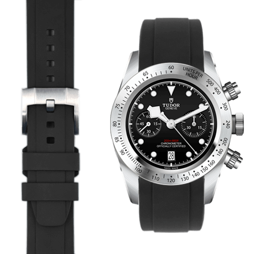 Curved End Rubber Strap for Tudor Black Bay Chronograph
