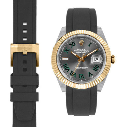 Curved End Rubber Strap for Rolex Datejust 41mm with Tang Buckle