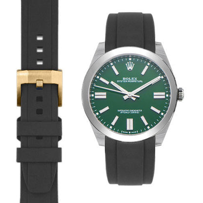 Curved End Rubber Strap for Rolex Oyster Perpetual 41mm with Tang Buckle