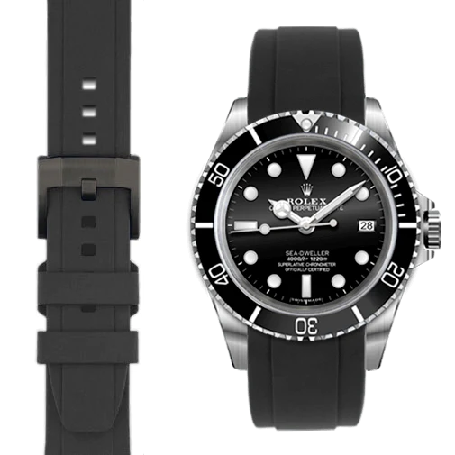 Curved End Rubber Strap for Rolex Sea-Dweller with Tang Buckle