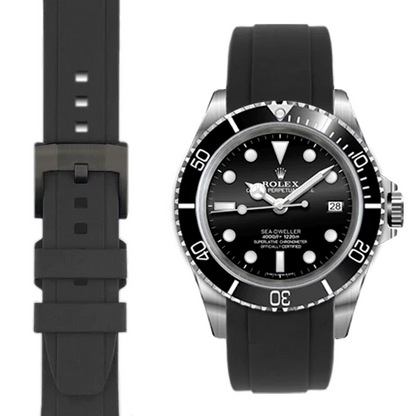 Curved End Rubber Strap for Rolex Sea-Dweller with Tang Buckle
