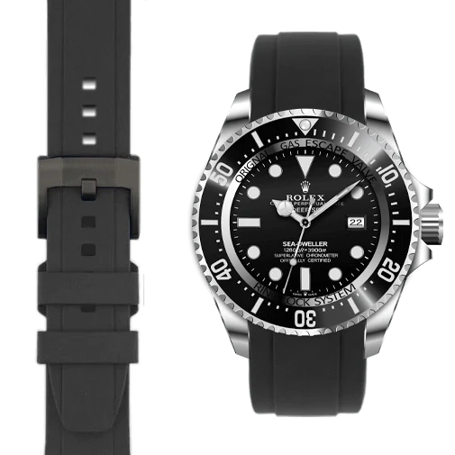Curved End Rubber Strap for Rolex Deepsea with Tang Buckle
