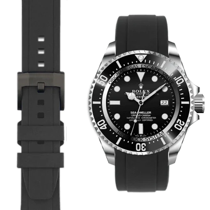 Curved End Rubber Strap for Rolex Deepsea with Tang Buckle