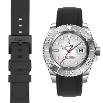 Curved End Rubber Strap for Rolex Yacht-Master with Tang Buckle