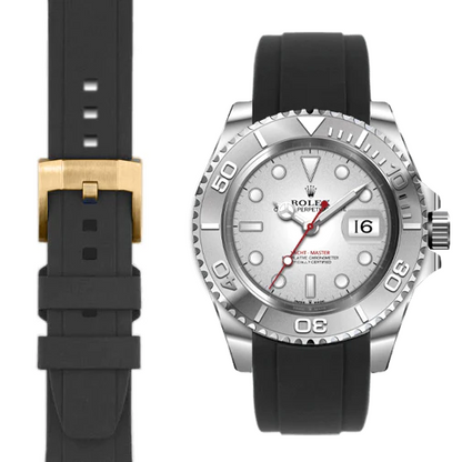 Curved End Rubber Strap for Rolex Yacht-Master with Tang Buckle