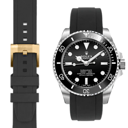 Curved End Rubber Strap with Tang Buckle for Rolex Sub Ceramic No-Date
