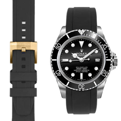 Curved End Rubber Strap for Rolex Sea-Dweller with Tang Buckle