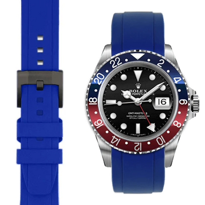 CURVED END RUBBER STRAP FOR ROLEX GMT MASTER I & II WITH TANG BUCKLE