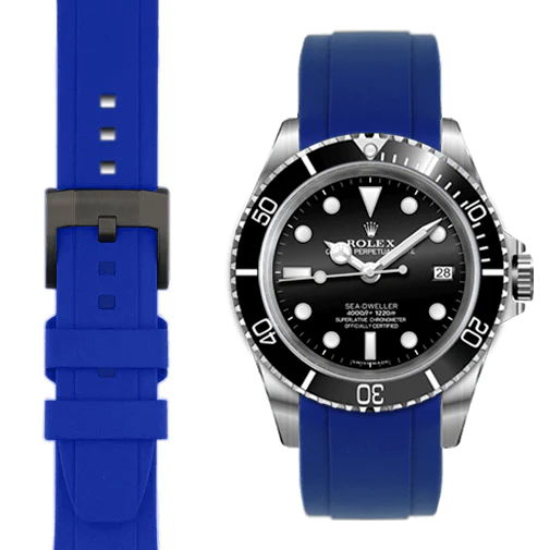 Curved End Rubber Strap for Rolex Sea-Dweller with Tang Buckle