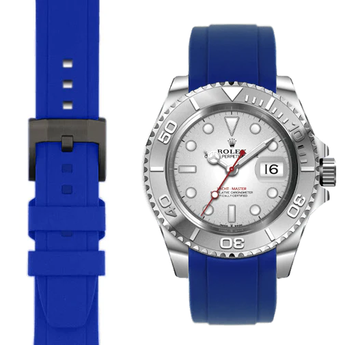 Curved End Rubber Strap for Rolex Yacht-Master with Tang Buckle