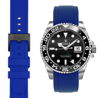 Curved End Rubber Strap for Rolex GMT Master II Ceramic with Tang Buckle
