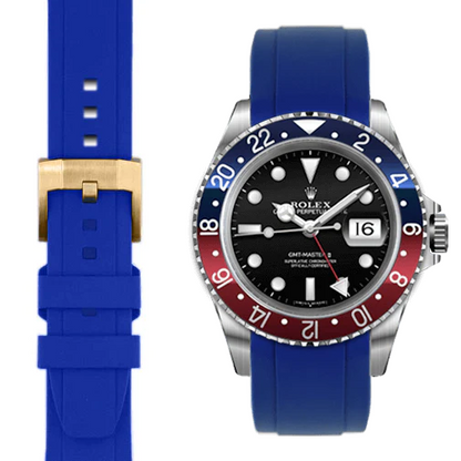 CURVED END RUBBER STRAP FOR ROLEX GMT MASTER I & II WITH TANG BUCKLE