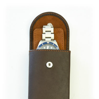 Luxury Calf Leather Watch Storage & Travel Pouch with Microfiber Interior