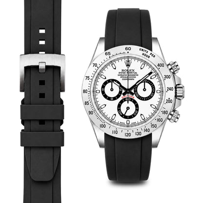 Curved End Rubber Strap for Rolex Daytona with Tang Buckle