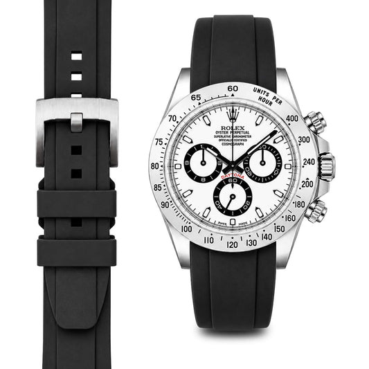 Curved End Rubber Strap for Rolex Daytona with Tang Buckle