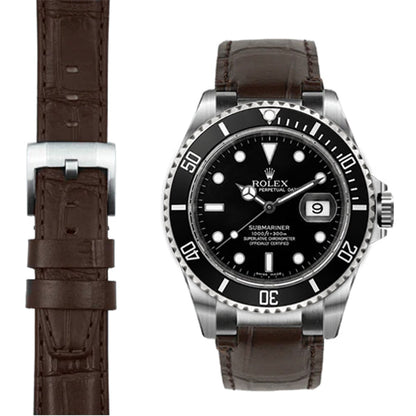Steel End Link Leather Strap for Rolex Submariner with Tang Buckle