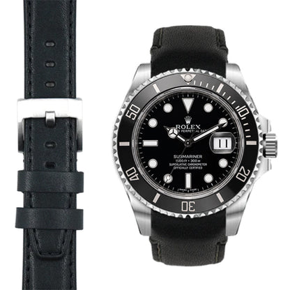 Curved End Leather Strap for Rolex Submariner Ceramic with Tang Buckle
