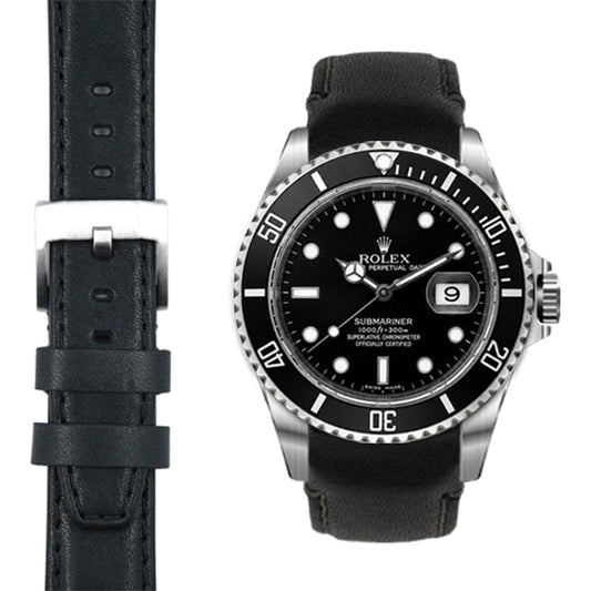 Curved End Leather Strap for Rolex Submariner with Tang Buckle