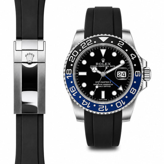 Curved End Rubber Strap for Rolex GMT Master II Ceramic Deployant