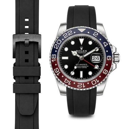 Curved End Rubber Strap for Rolex GMT Ceramic Jubilee with Tang Buckle