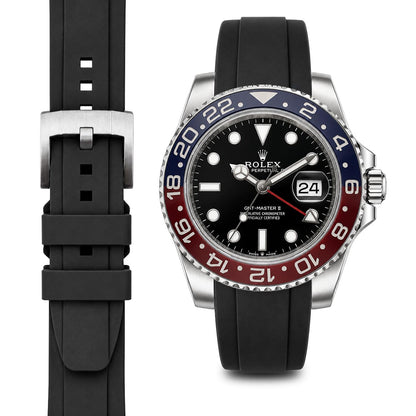 Curved End Rubber Strap for Rolex GMT Ceramic Jubilee with Tang Buckle