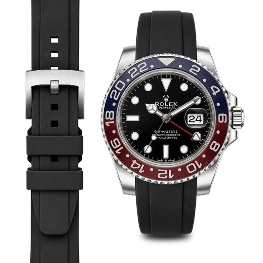 Curved End Rubber Strap for Rolex GMT Ceramic Jubilee with Tang Buckle
