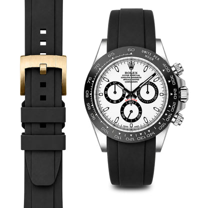 Curved End Rubber Strap for Rolex Ceramic Daytona with Tang Buckle