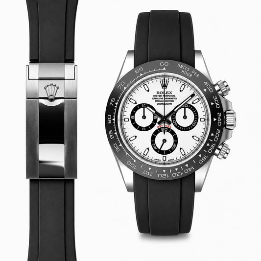 Curved End Rubber Strap for Rolex Ceramic Daytona Deployant