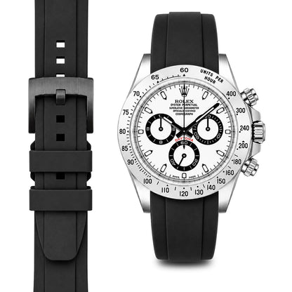 Curved End Rubber Strap for Rolex Daytona with Tang Buckle