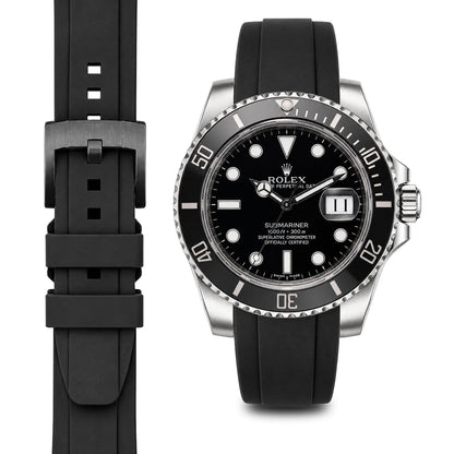 Curved End Rubber Strap for Rolex Submariner Ceramic with Tang Buckle