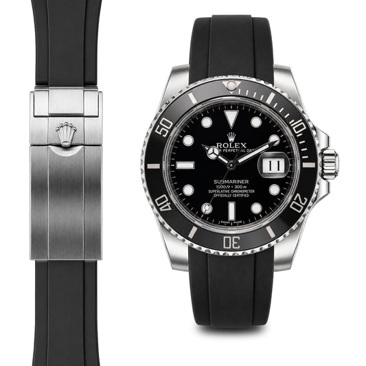 Curved End Rubber Strap for Rolex Submariner Ceramic Deployant