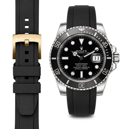 Curved End Rubber Strap for Rolex Submariner Ceramic with Tang Buckle
