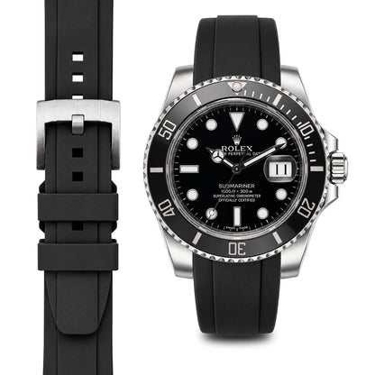 Curved End Rubber Strap for Rolex Submariner Ceramic with Tang Buckle