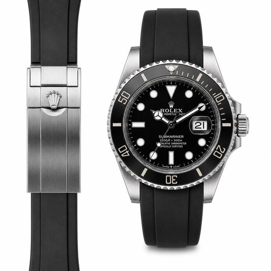 Curved End Rubber Strap for Rolex Submariner 41 Ceramic Deployant (2020 release)