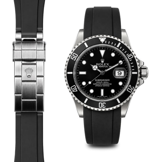 Curved End Rubber Strap for Rolex Submariner Deployant