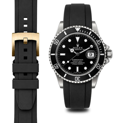 Curved End Rubber Strap for Rolex Submariner with Tang Buckle