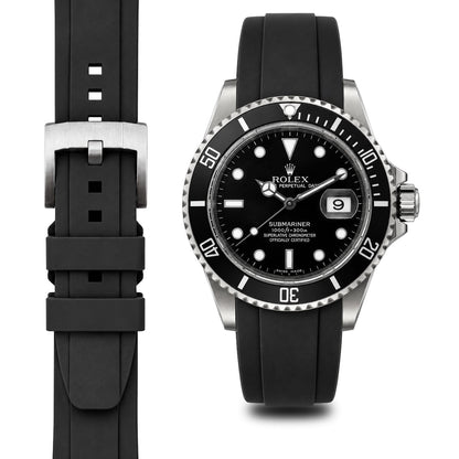 Curved End Rubber Strap for Rolex Submariner with Tang Buckle