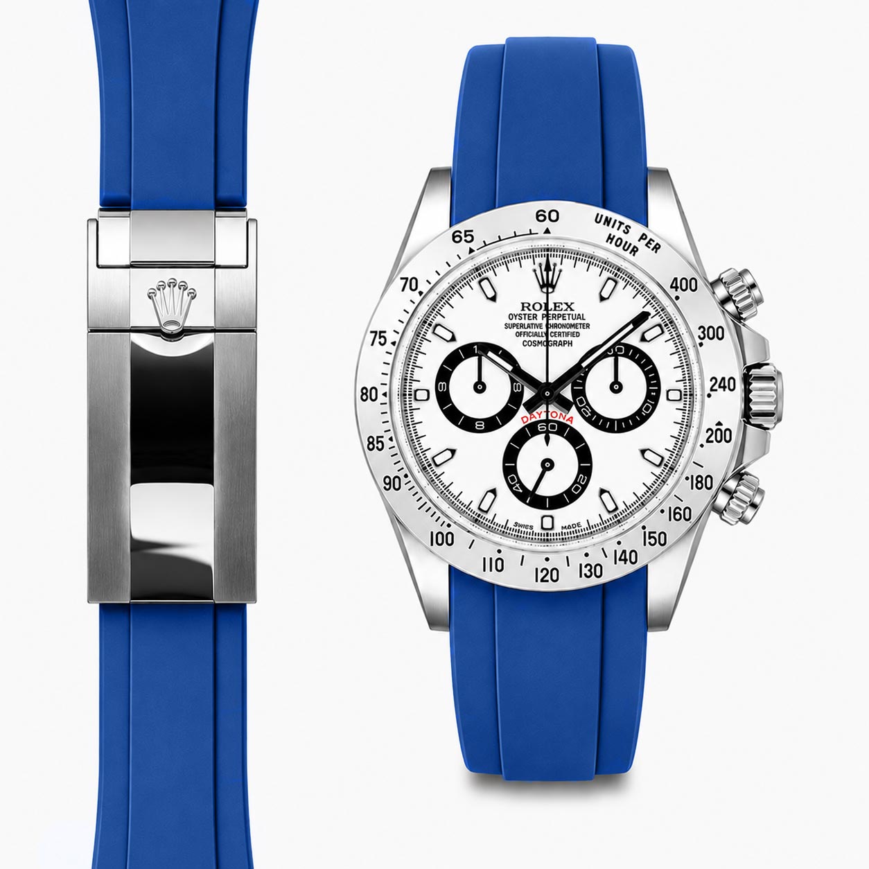 Curved End Rubber Strap for Rolex Daytona Deployant