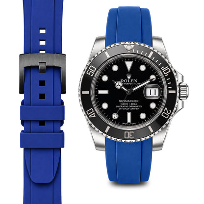 Curved End Rubber Strap for Rolex Submariner Ceramic with Tang Buckle