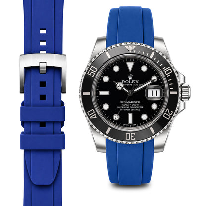 Curved End Rubber Strap for Rolex Submariner Ceramic with Tang Buckle