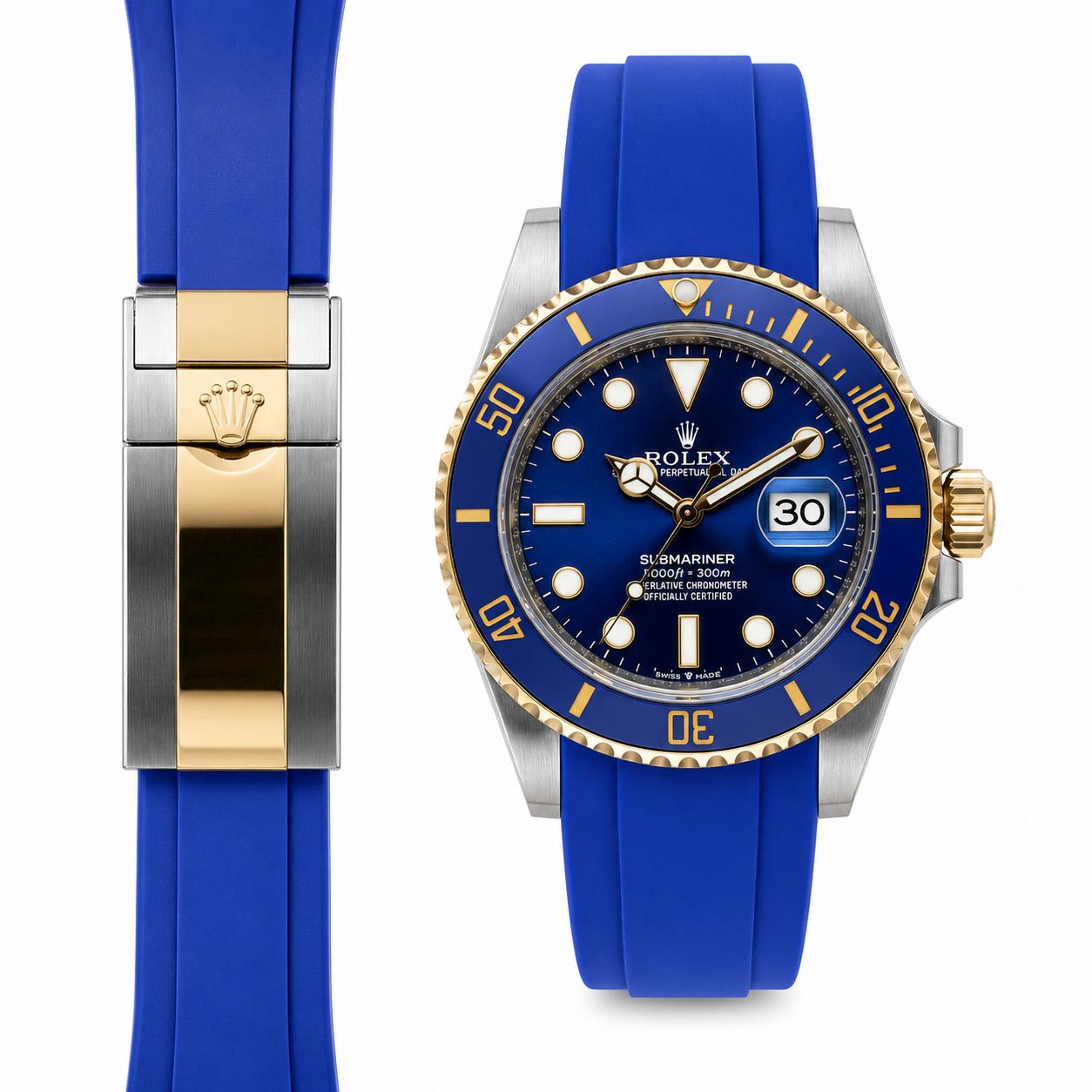 Curved End Rubber Strap for Rolex Submariner 41 Ceramic Deployant (2020 release)