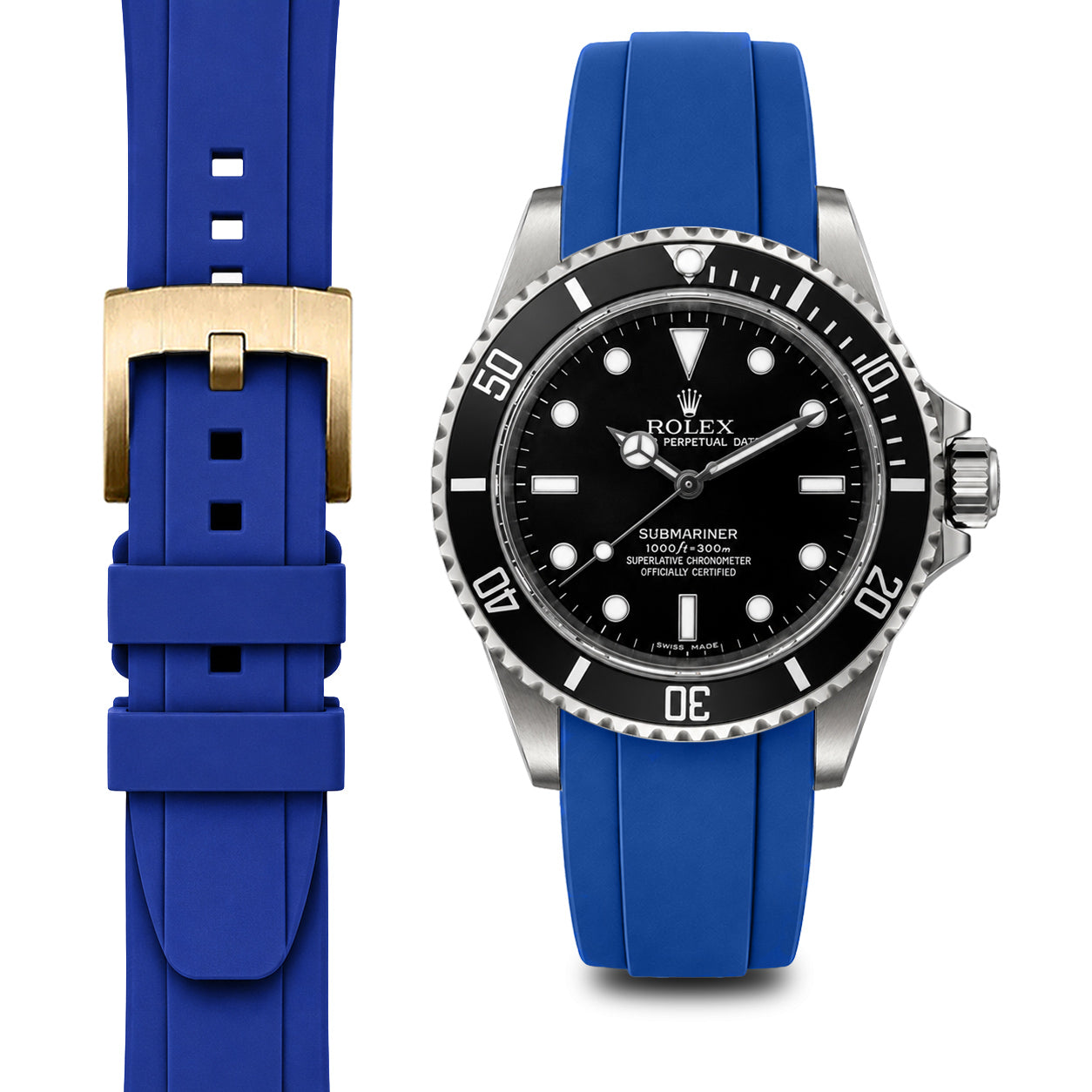 Curved End Rubber Strap for Rolex Submariner No-Date with Tang Buckle
