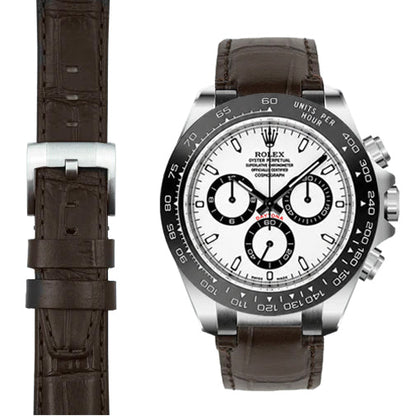 Steel End Link Leather Strap for Rolex Ceramic Daytona with Tang Buckle