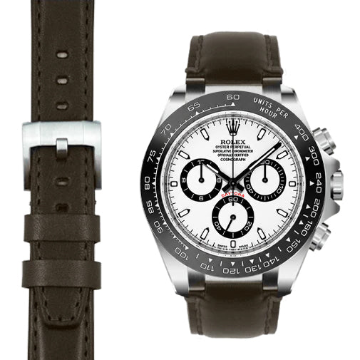 Steel End Link Leather Strap for Rolex Ceramic Daytona with Tang Buckle