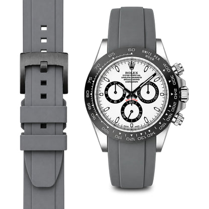 Curved End Rubber Strap for Rolex Ceramic Daytona with Tang Buckle