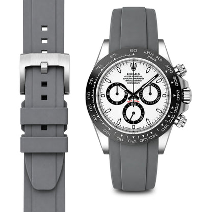 Curved End Rubber Strap for Rolex Ceramic Daytona with Tang Buckle