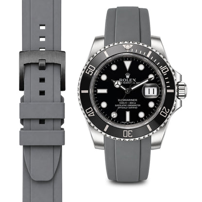 Curved End Rubber Strap for Rolex Submariner Ceramic with Tang Buckle
