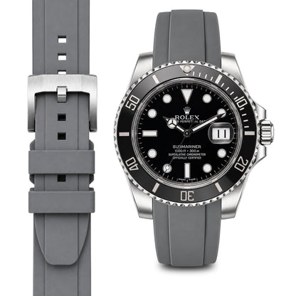 Curved End Rubber Strap for Rolex Submariner Ceramic with Tang Buckle