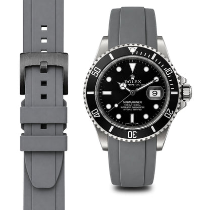 Curved End Rubber Strap for Rolex Submariner with Tang Buckle