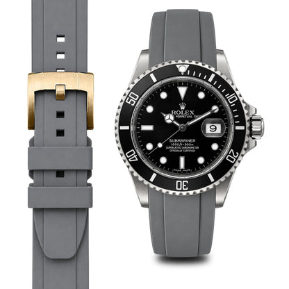 Curved End Rubber Strap for Rolex Submariner with Tang Buckle